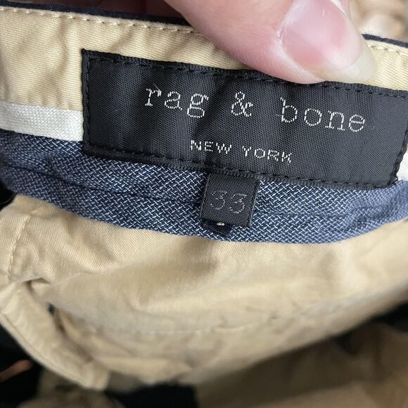 rag & bone Shorts Mens 33 Black Seersucker Chino Made in USA Button Flap Pockets - Picture 8 of 11